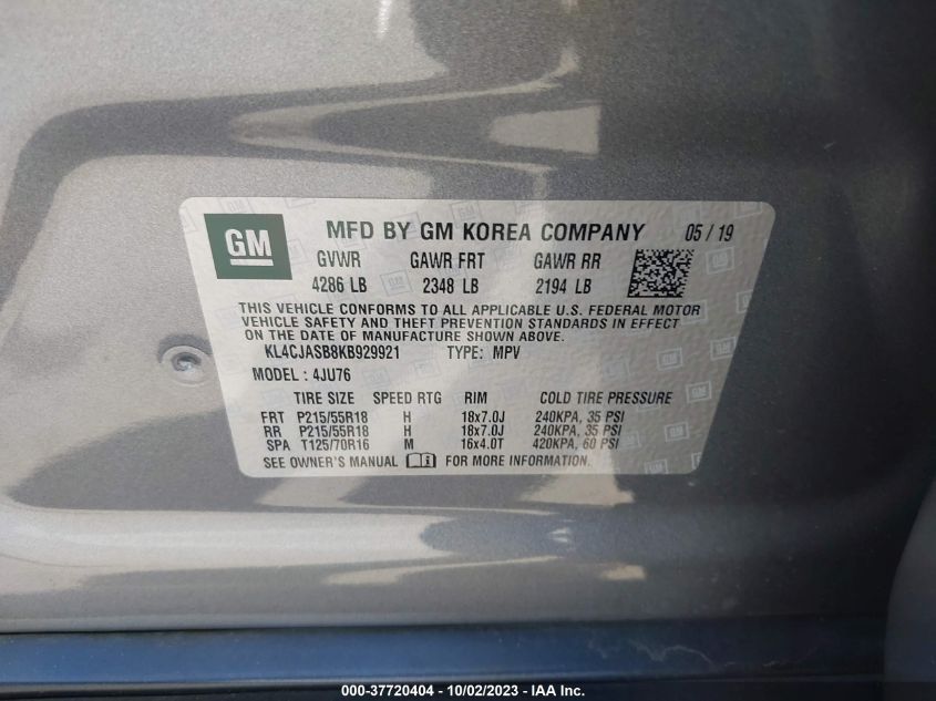 2019 BUICK ENCORE PREFERRED KL4CJASB8KB929921