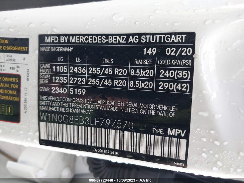 2020 MERCEDES-BENZ GLC 300 - W1N0G8EB3LF797570