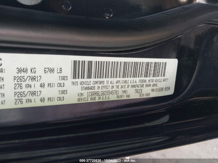 2013 RAM 1500 SLT - 1C6RR6LG6DS545761