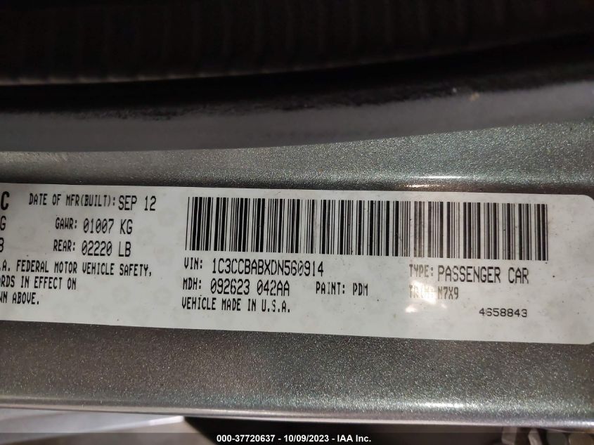 2013 CHRYSLER 200 LX - 1C3CCBABXDN560914