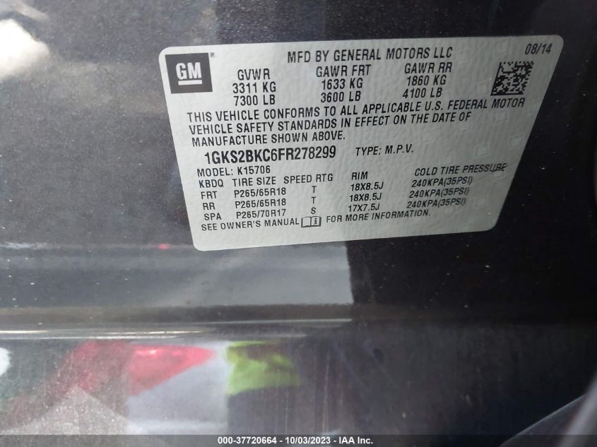 2015 GMC YUKON SLT - 1GKS2BKC6FR278299