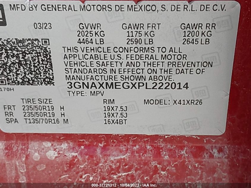 2023 CHEVROLET EQUINOX RS - 3GNAXMEGXPL222014
