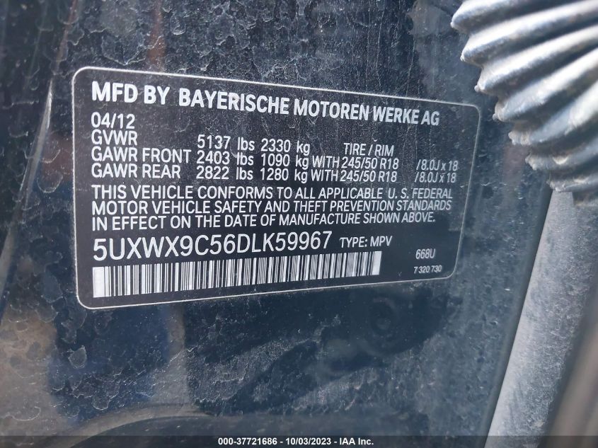 2013 BMW X3 XDRIVE28I - 5UXWX9C56DLK59967