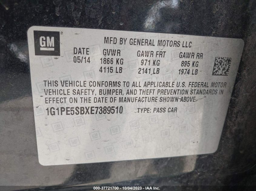 2014 CHEVROLET CRUZE 2LT - 1G1PE5SBXE7389510
