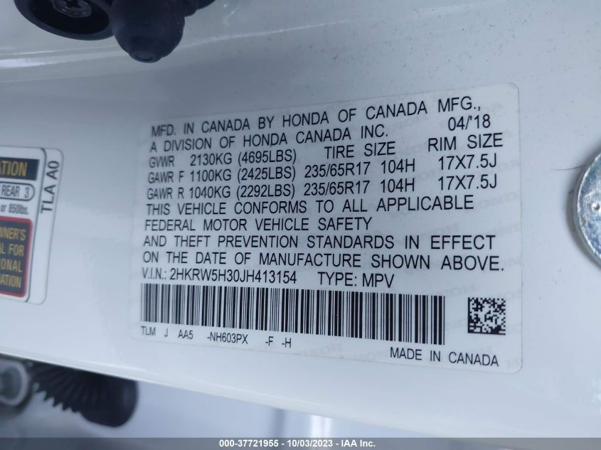 2018 HONDA CR-V LX - 2HKRW5H30JH413154