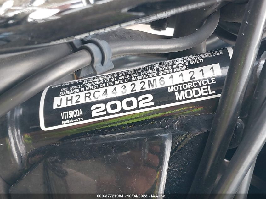 2002 HONDA VT750 CDA JH2RC44322M611211
