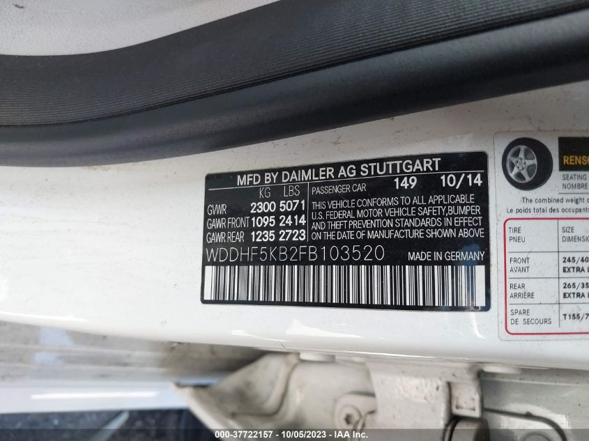 2015 MERCEDES-BENZ E 350 WDDHF5KB2FB103520