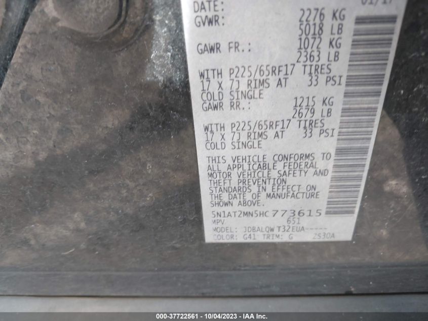 2017 NISSAN ROGUE SV - 5N1AT2MN5HC773615