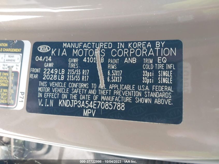 2014 KIA SOUL + - KNDJP3A54E7085788