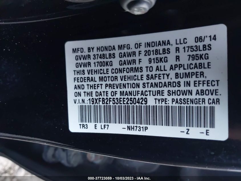 2014 HONDA CIVIC SEDAN LX - 19XFB2F53EE250429