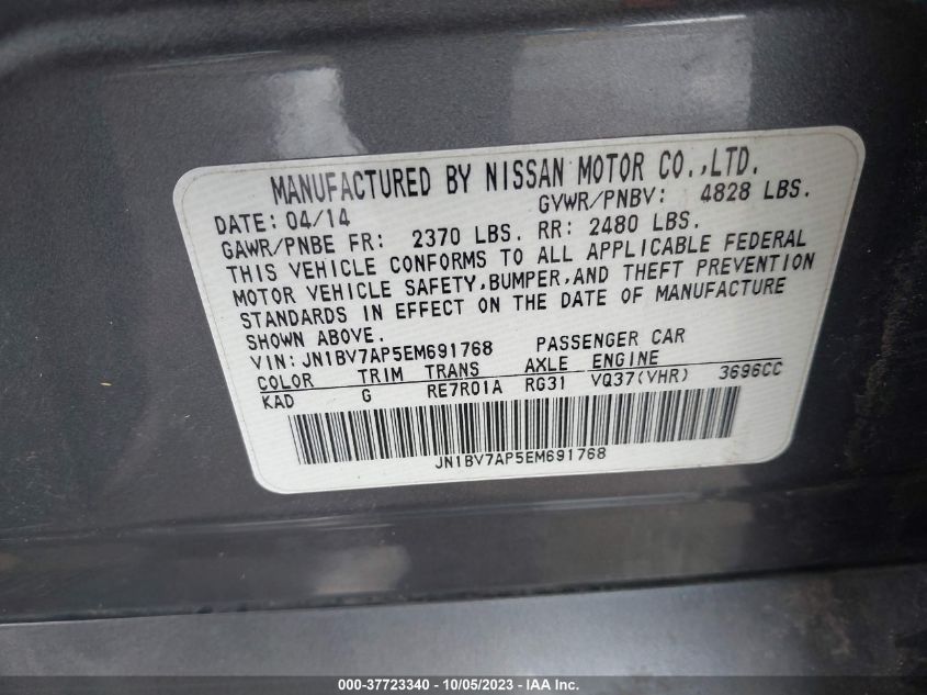 2014 INFINITI Q50 PREMIUM - JN1BV7AP5EM691768