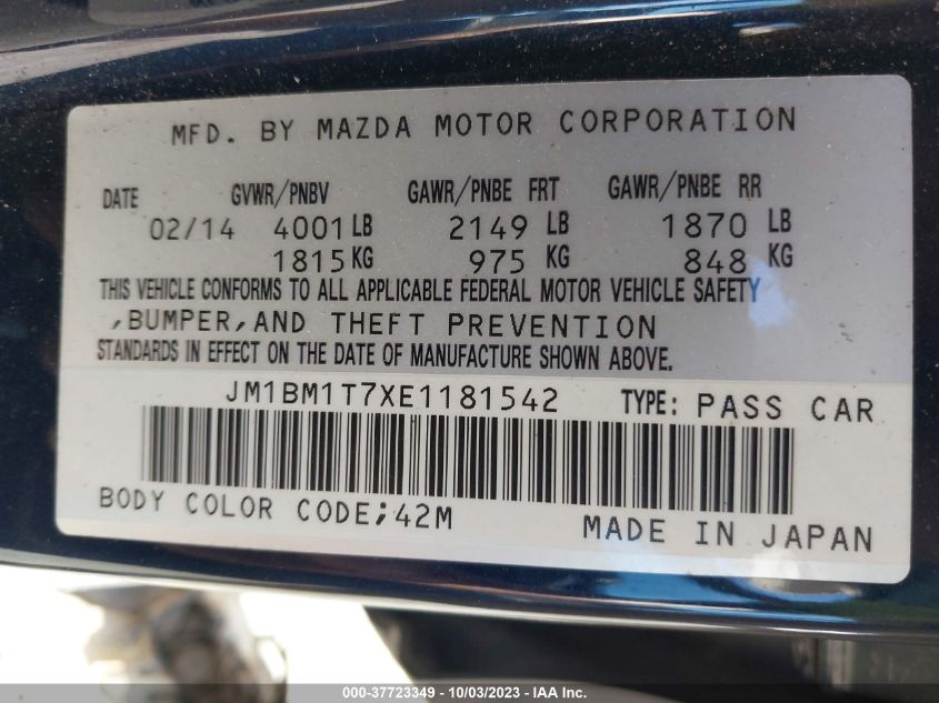 2014 MAZDA MAZDA3 I SV - JM1BM1T7XE1181542
