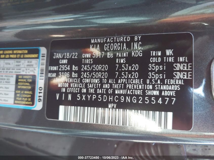 2022 KIA TELLURIDE SX - 5XYP5DHC9NG255477