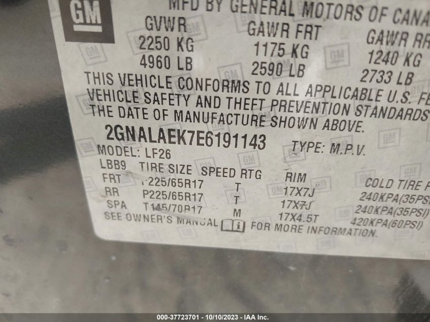 2014 CHEVROLET EQUINOX LS - 2GNALAEK7E6191143