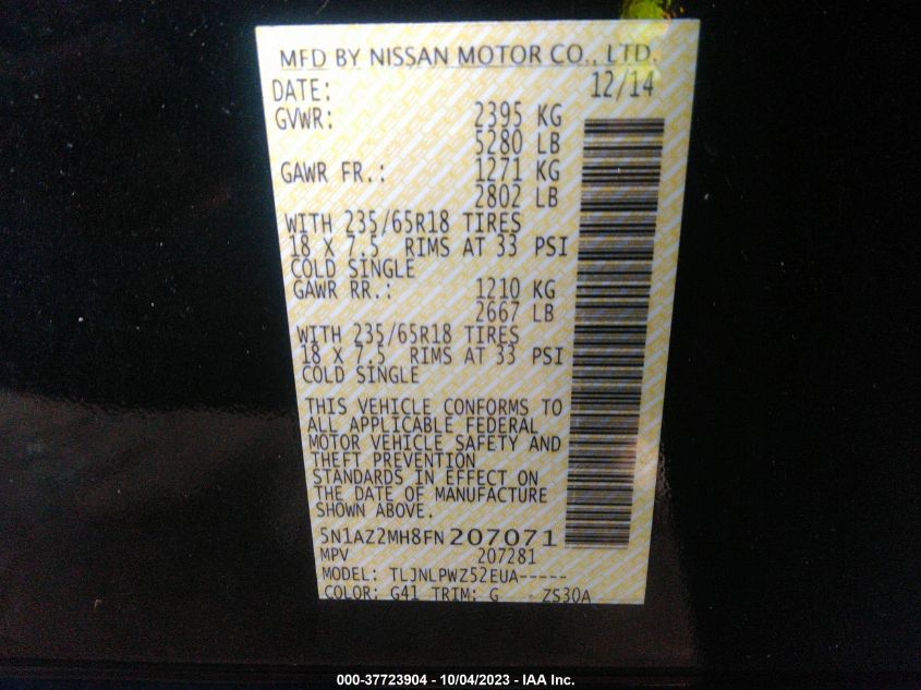 2015 NISSAN MURANO S - 5N1AZ2MH8FN207071