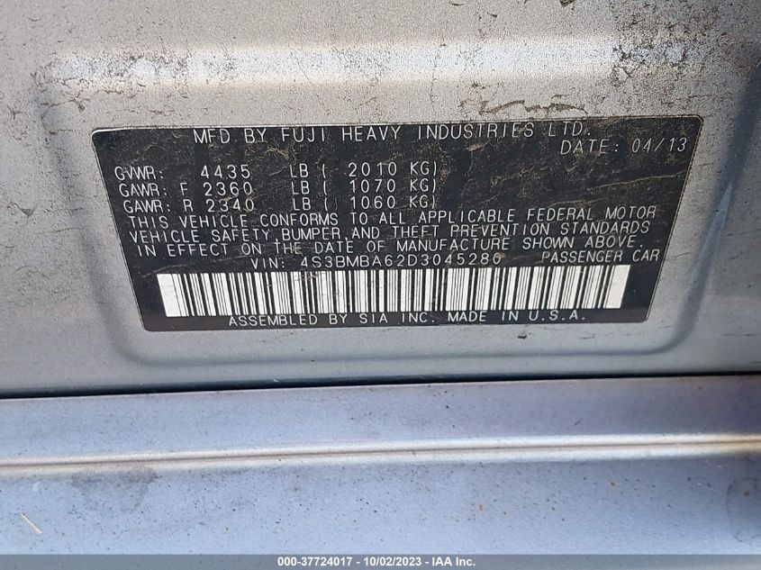 2013 SUBARU LEGACY 2.5I - 4S3BMBA62D3045280