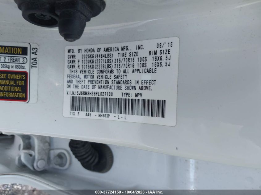 2015 HONDA CR-V LX - 5J6RM3H39FL027100