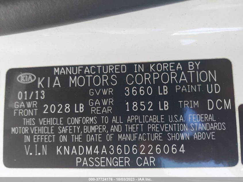 2013 KIA RIO LX - KNADM4A36D6226064