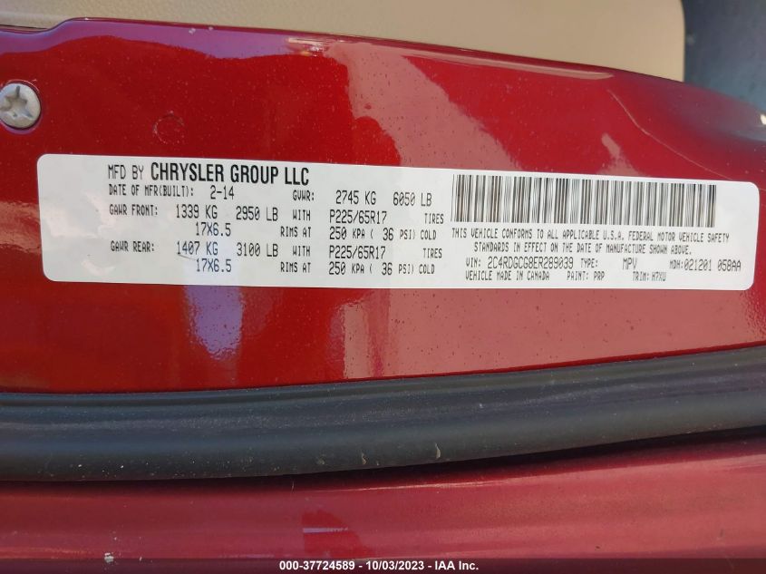 2014 DODGE GRAND CARAVAN SXT - 2C4RDGCG8ER289039