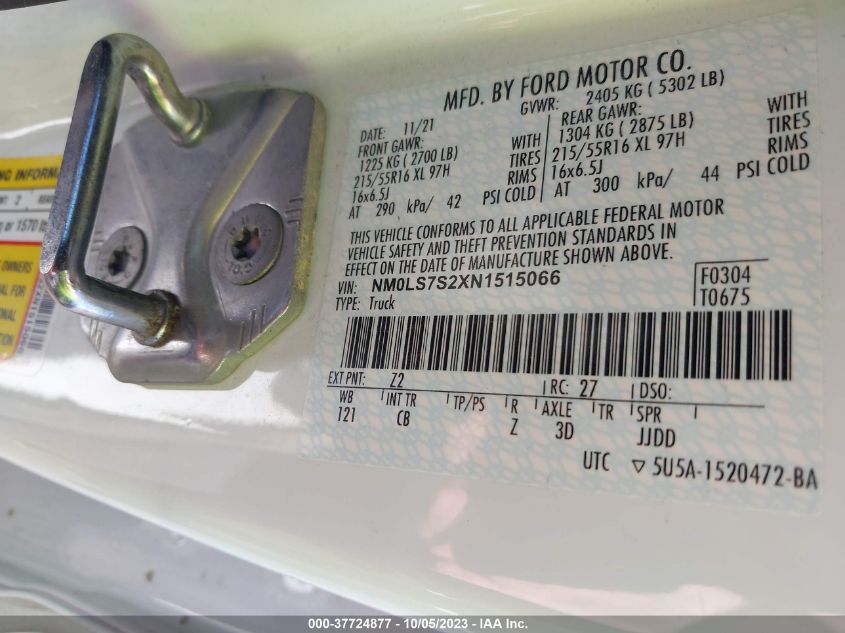 2022 FORD TRANSIT CONNECT VAN XL NM0LS7S2XN1515066