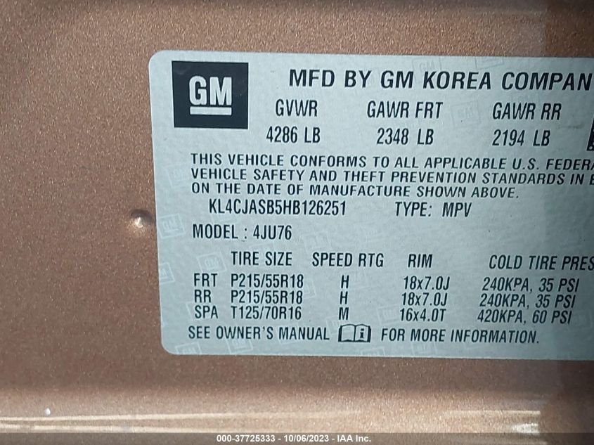 2017 BUICK ENCORE PREFERRED - KL4CJASB5HB126251