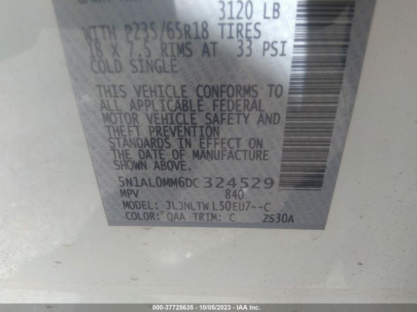 2013 INFINITI JX 5N1AL0MM6DC324529