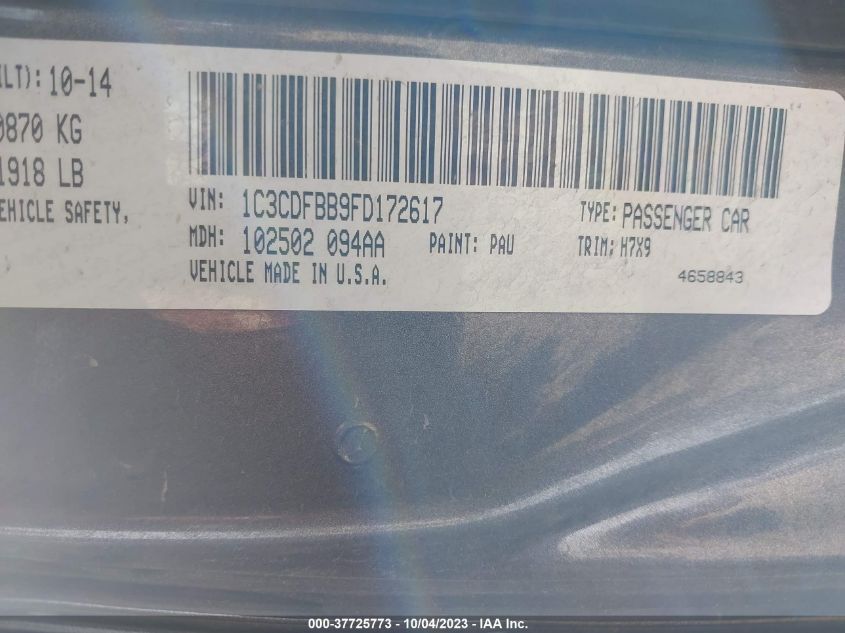 2015 DODGE DART SXT - 1C3CDFBB9FD172617