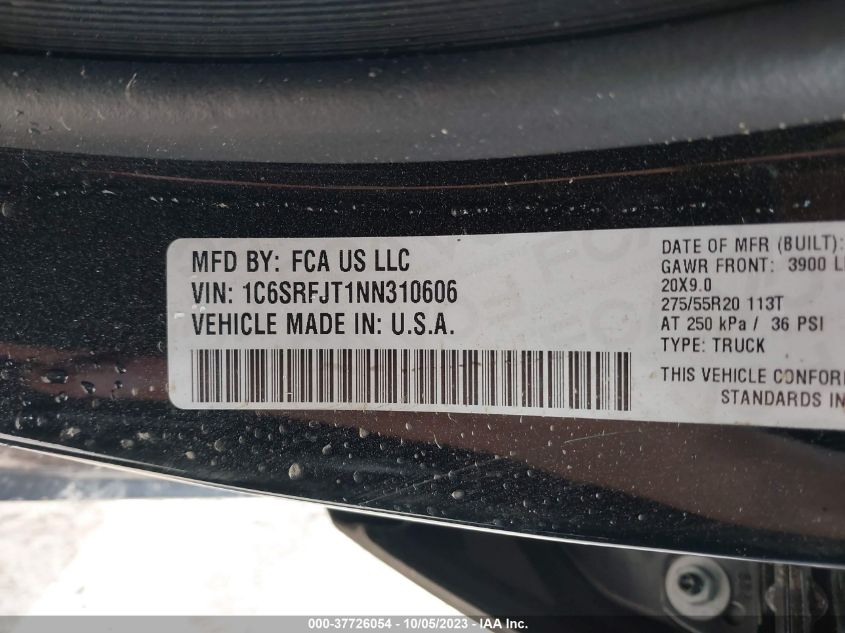 2022 RAM 1500 - 1C6SRFJC1NN310606