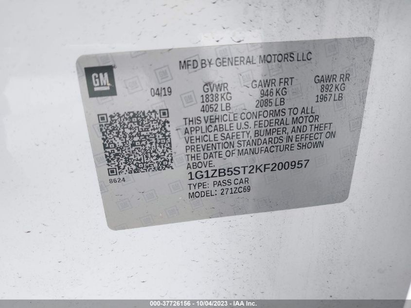 2019 CHEVROLET MALIBU LS - 1G1ZB5ST2KF200957
