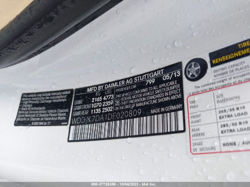 2013 MERCEDES-BENZ SL-CLASS SL 550 - WDDJK7DA1DF020809