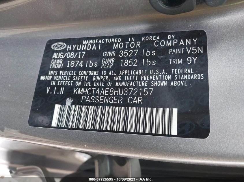 2017 HYUNDAI ACCENT VALUE EDITION - KMHCT4AE8HU372157