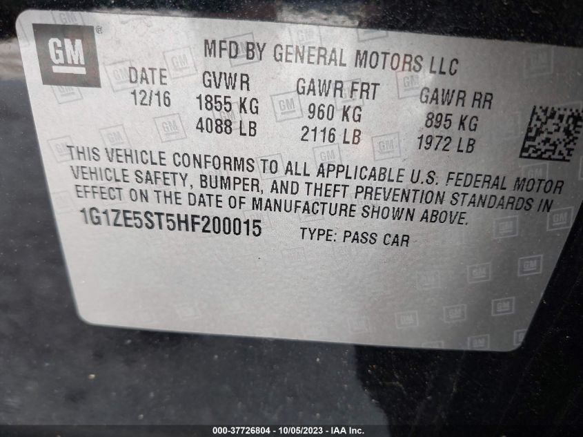 2017 CHEVROLET MALIBU LT - 1G1ZE5ST5HF200015