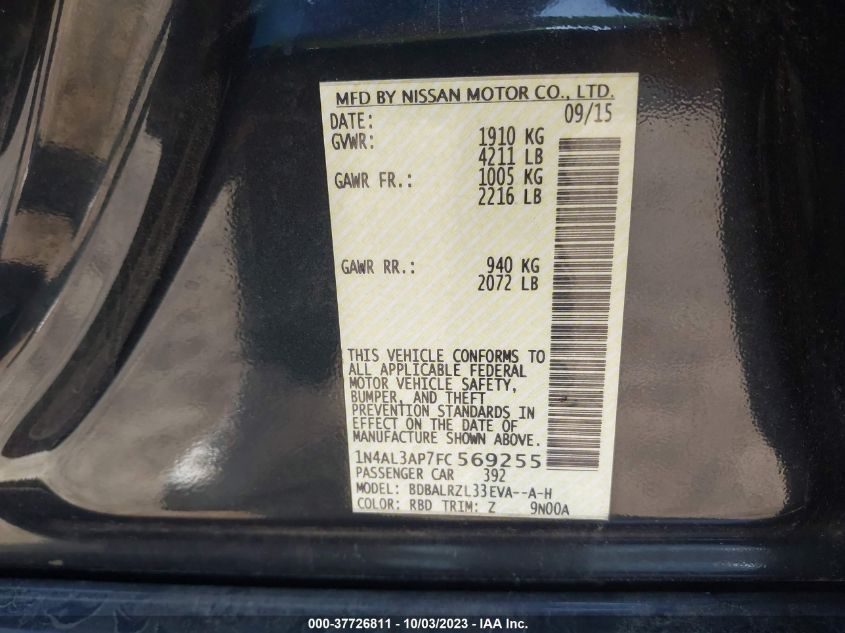 2015 NISSAN ALTIMA 2.5 SL - 1N4AL3AP7FC569255