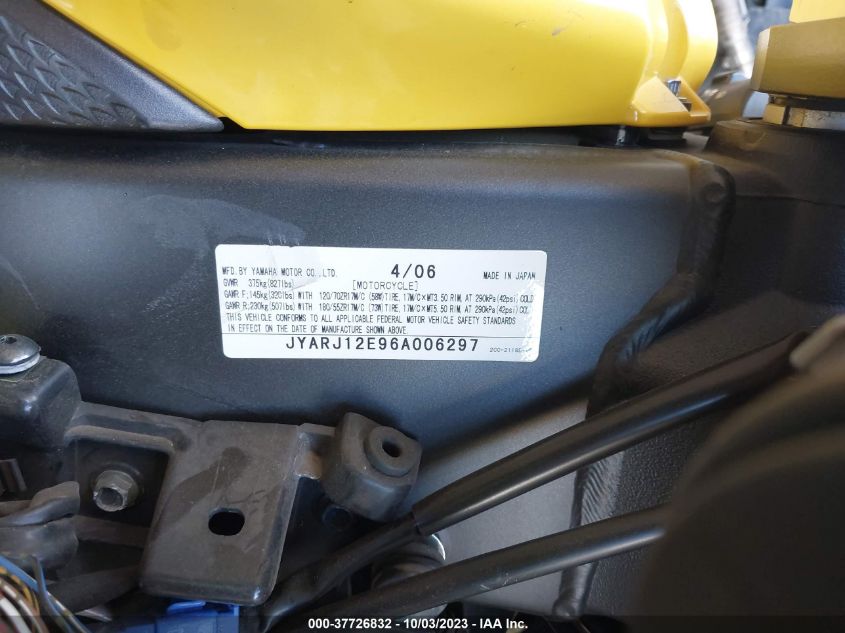 2006 YAMAHA YZFR6 L JYARJ12E96A006297