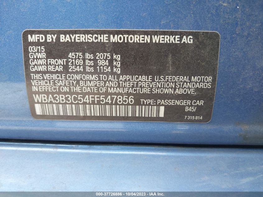 2015 BMW 328I XDRIVE WBA3B3C54FF547856