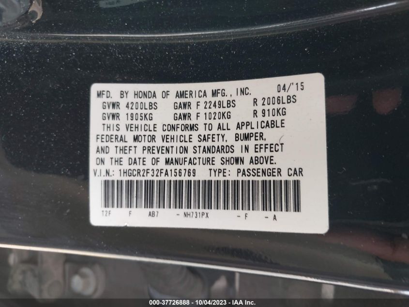 2015 HONDA ACCORD SEDAN LX - 1HGCR2F32FA156769