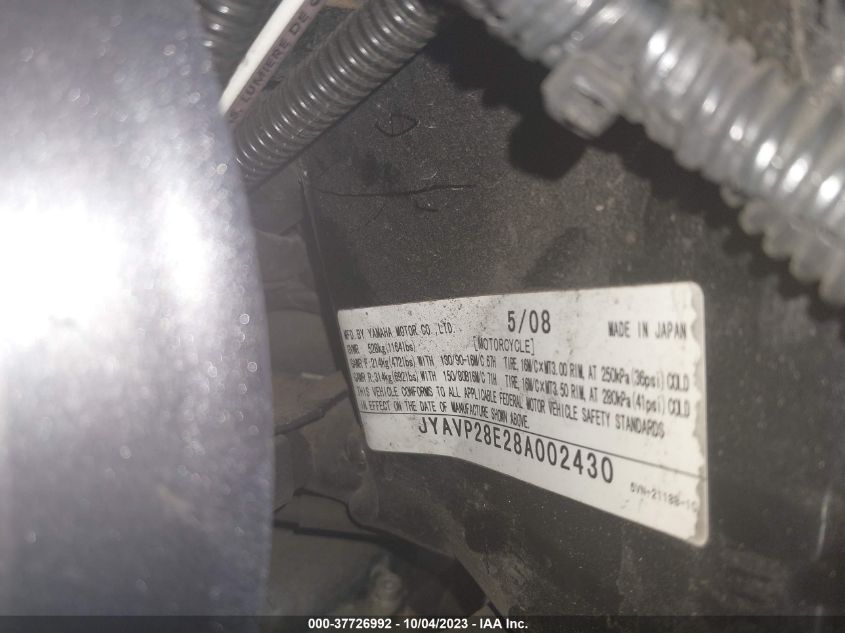 2008 YAMAHA XV1700 A/AS/AT JYAVP28E28A002430
