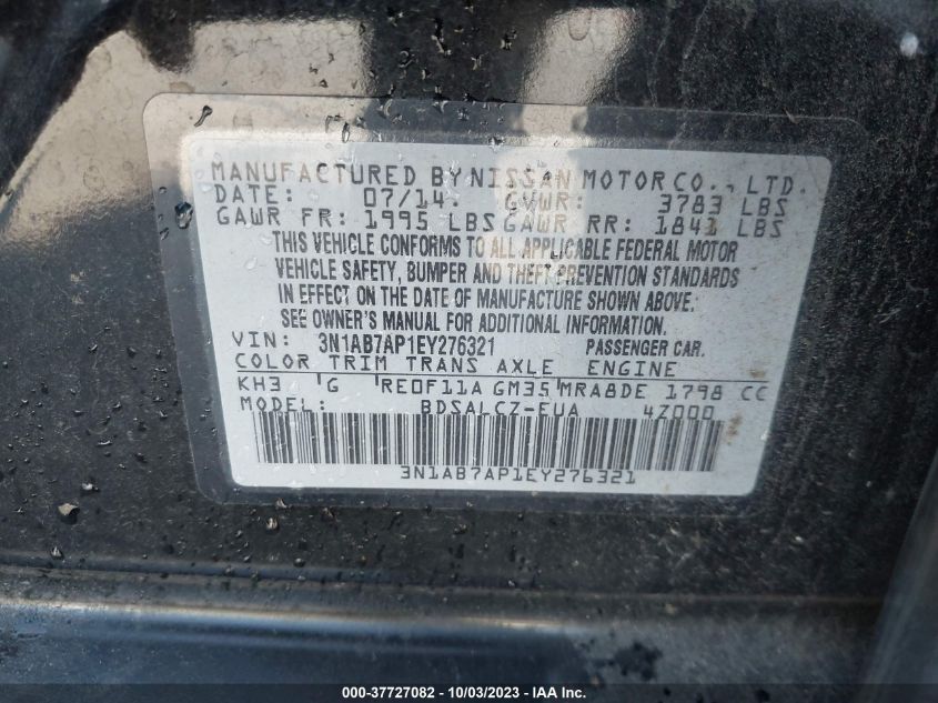 2014 NISSAN SENTRA S - 3N1AB7AP1EY276321