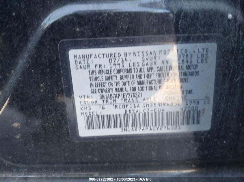 2014 NISSAN SENTRA S - 3N1AB7AP1EY276321