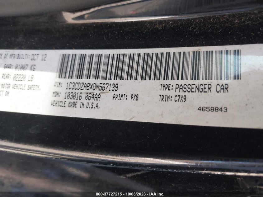 2013 DODGE AVENGER SE - 1C3CDZABXDN567139