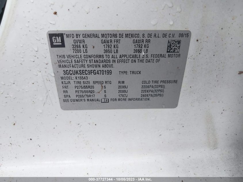 2015 CHEVROLET SILVERADO 1500 LTZ - 3GCUKSEC9FG470199