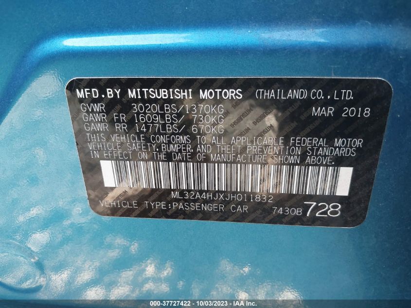 2018 MITSUBISHI MIRAGE SE - ML32A4HJXJH011832