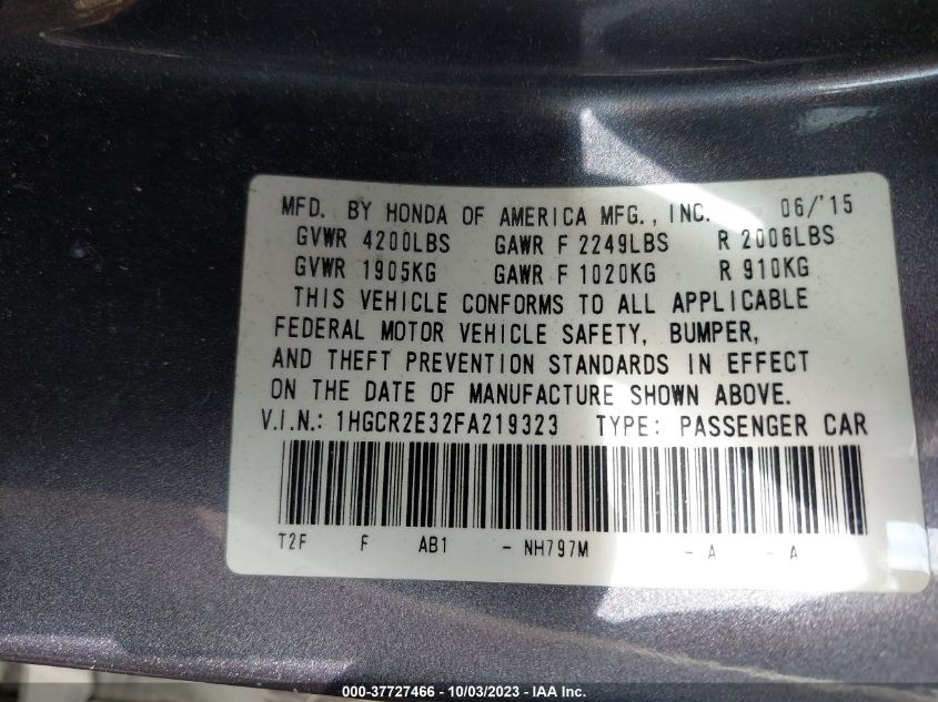 2015 HONDA ACCORD SEDAN LX - 1HGCR2E32FA219323