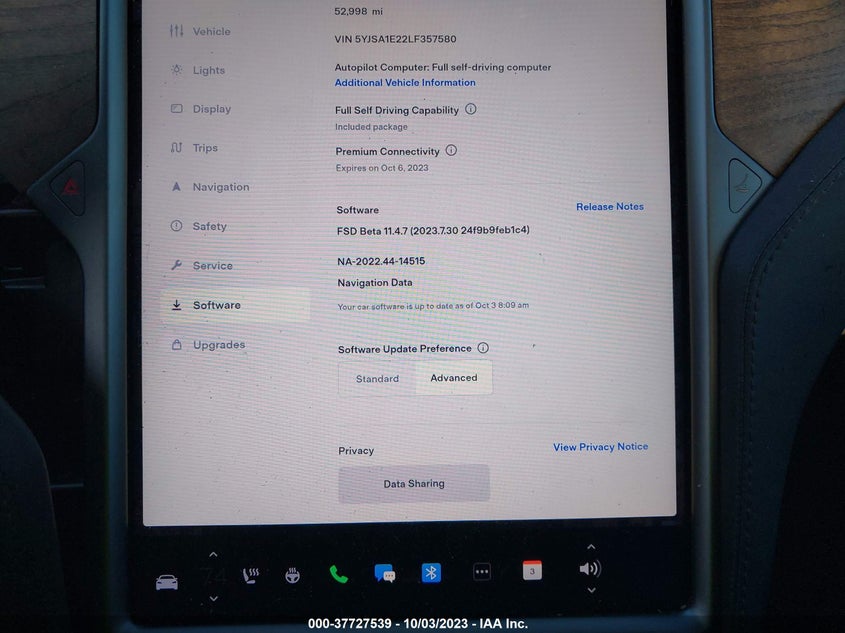 VIN 5YJSA1E22LF357580 2020 TESLA MODEL S