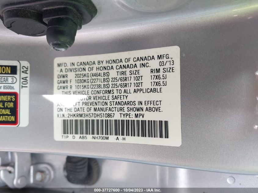 2013 HONDA CR-V EX - 2HKRM3H57DH510867