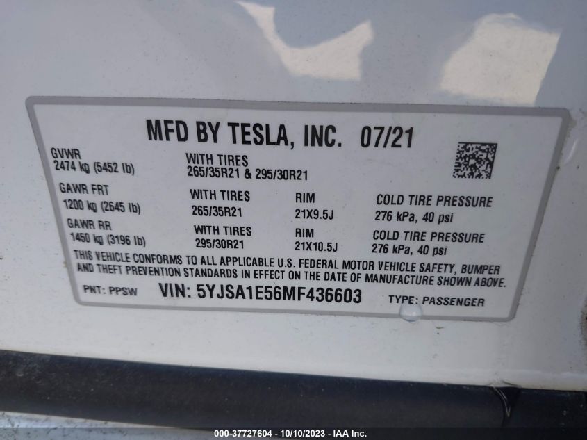 5YJSA1E56MF436603 Tesla Model S LONG RANGE 9