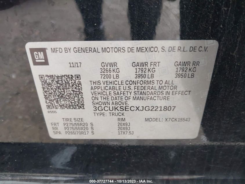 2018 CHEVROLET SILVERADO K1500 LTZ - 3GCUKFECXJG221807