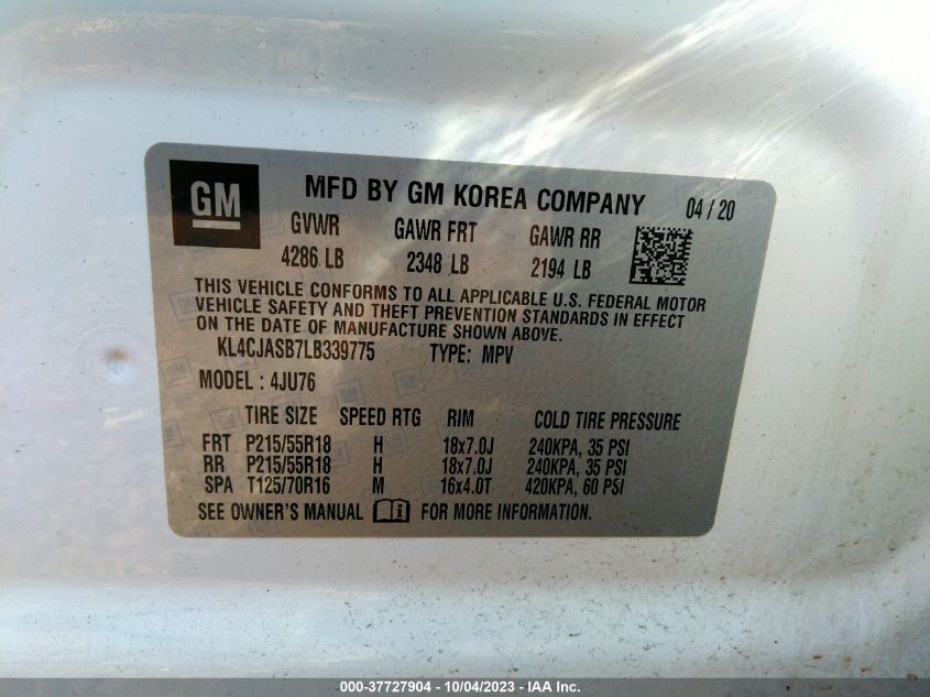 2020 BUICK ENCORE PREFERRED - KL4CJASB7LB339775