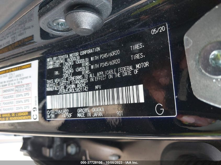 2020 TOYOTA 4RUNNER SR5 - JTEBU5JR0L5821142