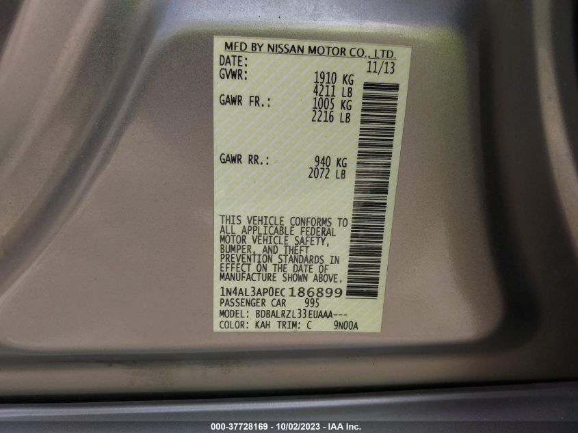 2014 NISSAN ALTIMA 2.5 S - 1N4AL3AP0EC186899